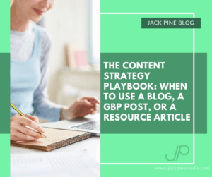 Read more about the article The Content Strategy Playbook: When to Use a Blog, a GBP Post, or a Resource Article
